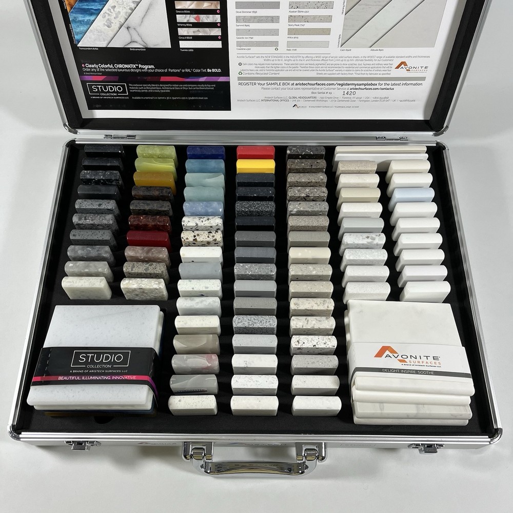 Avonite Aristech Studio Collection Quality Acrylic Resin Samples, 96 Pcs & Case