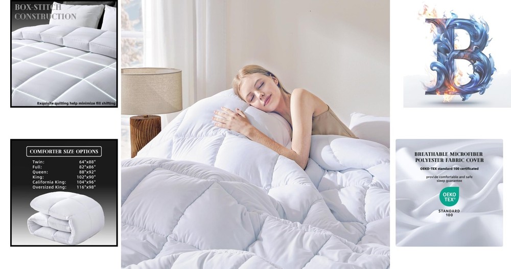 Soft Polyester Fiber Oversized King Comforter - Down Alternative for All Seasons