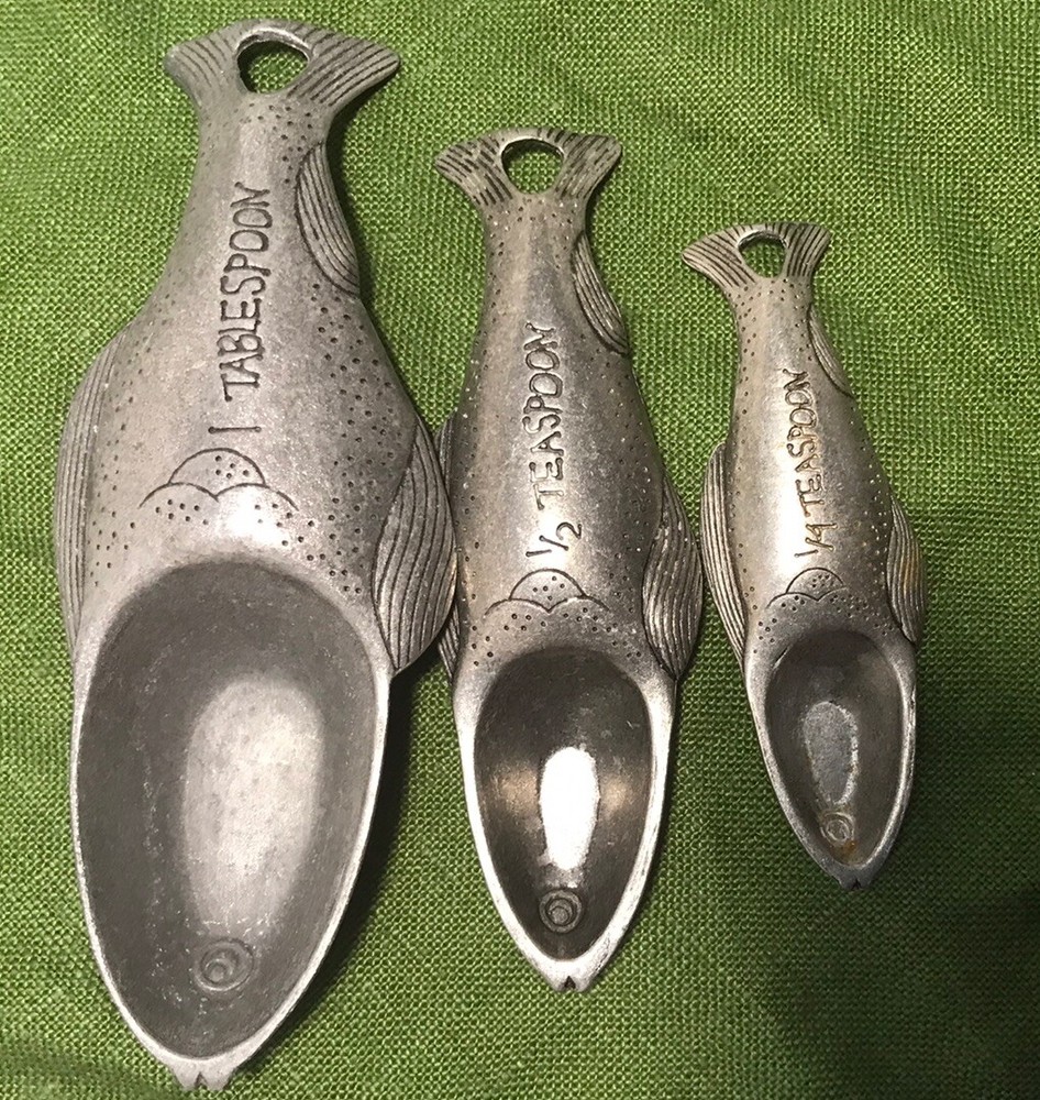 Fish Shaped Pewter Measuring Spoon Set - Bottle Openers
