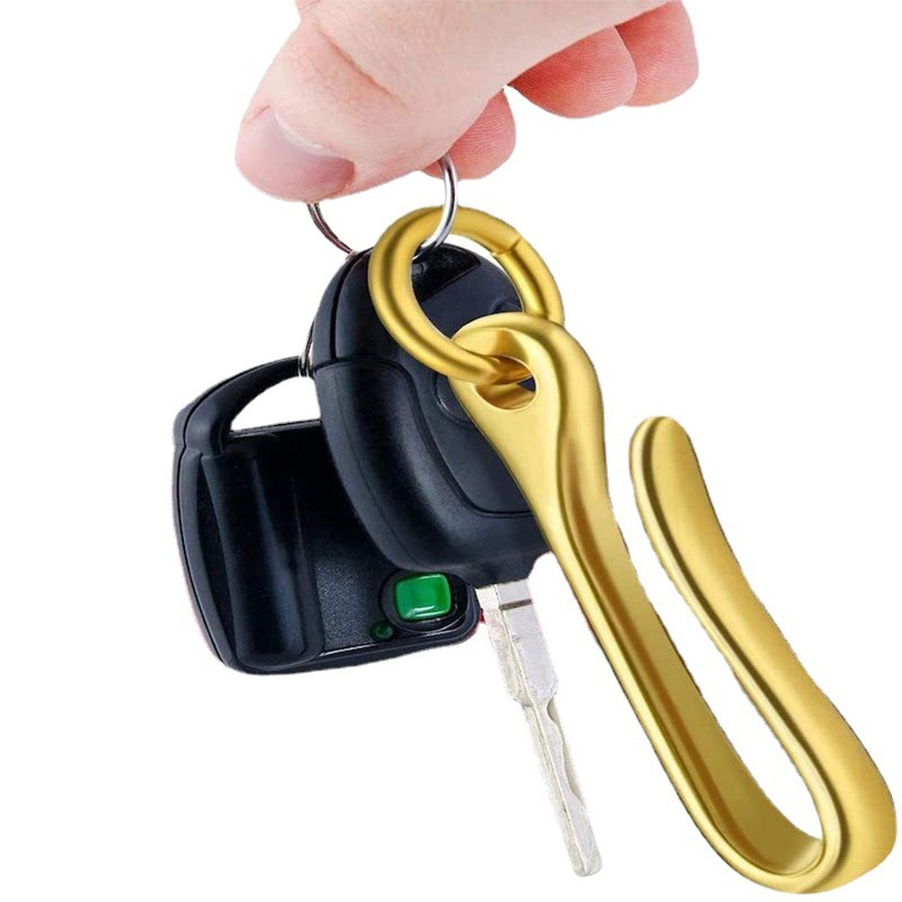 S Retro Solid Brass KeyChain Key Ring Belt U Hook Wallet Chain Fish Hook k