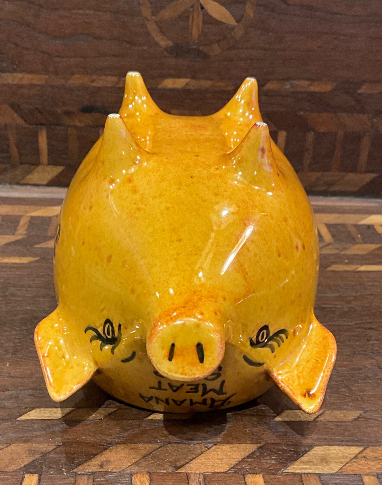 Ceramic Amana Meat Shop Pig Colonies Ham Bacon Bologna RARE planter / bowl ?