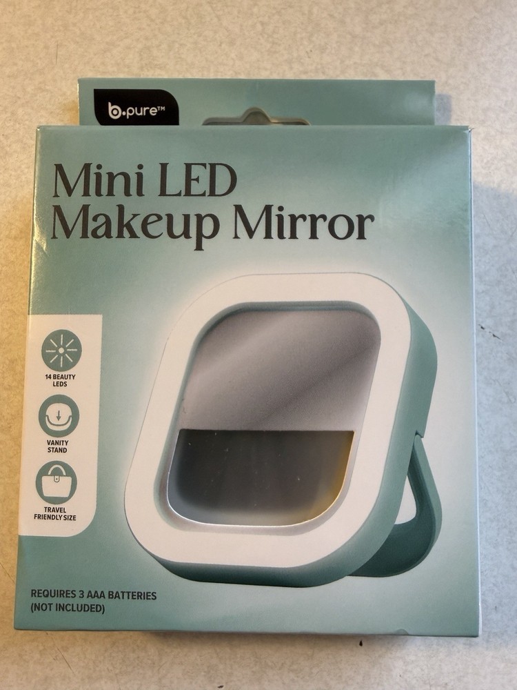 B•Pure Mini Travel LED Makeup Mirror NEW