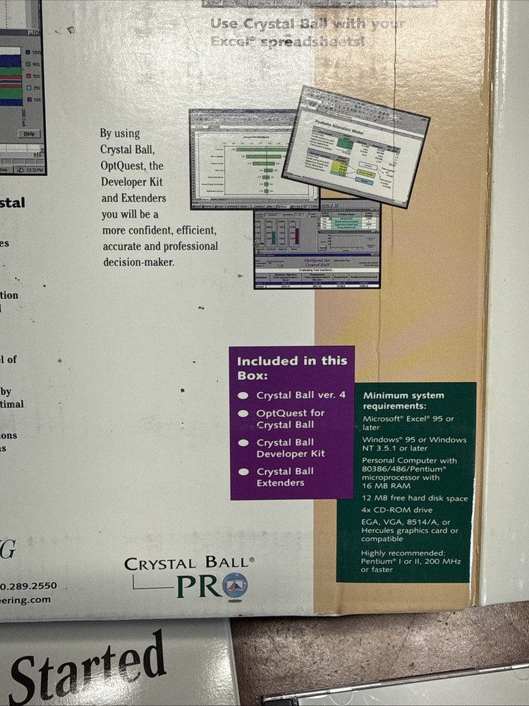 Decisioneering Crystal Ball Software Windows Version 4.0g Tutorials CD Books