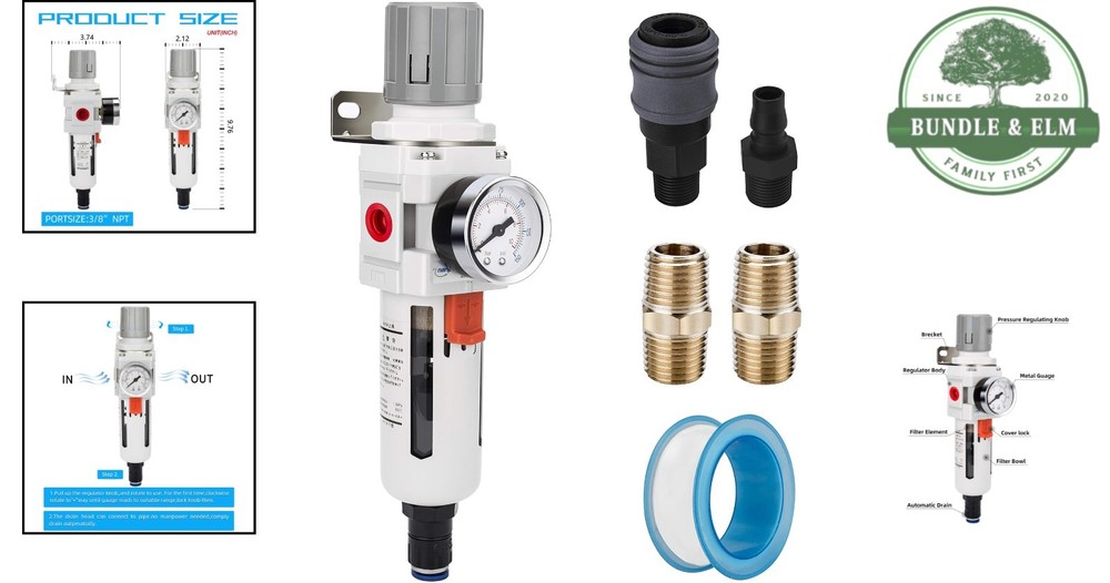 5 Micron Brass Compressed Air Filter Regulator Combo for Precision Performance