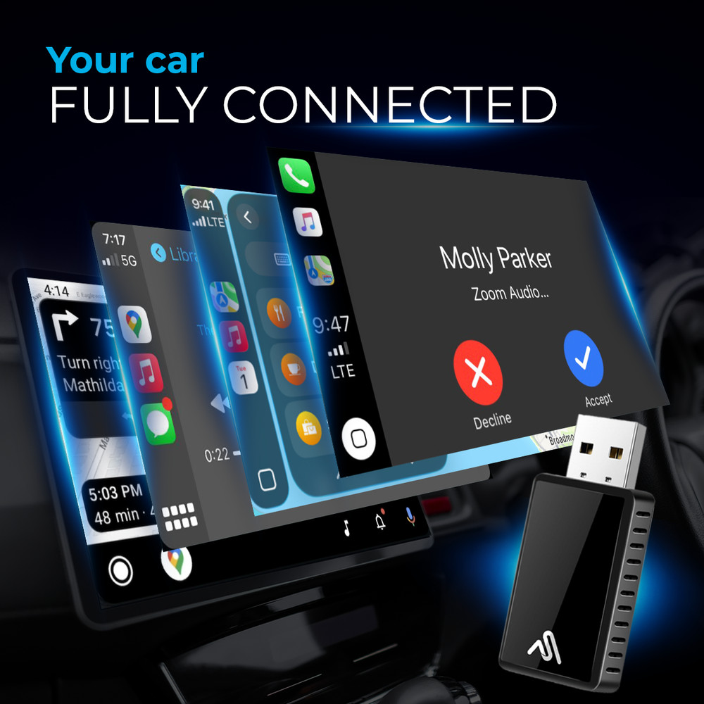 Wireless CarPlay & Android Auto Adapter | Wired to Wireless USB-A/C