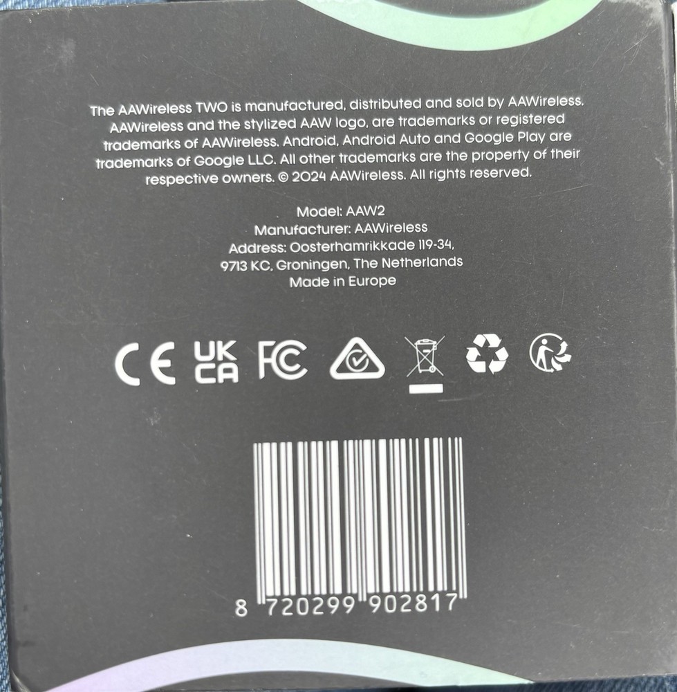 AAWireless Two Android Auto Wireless Adapter Convert Factory Wired Black