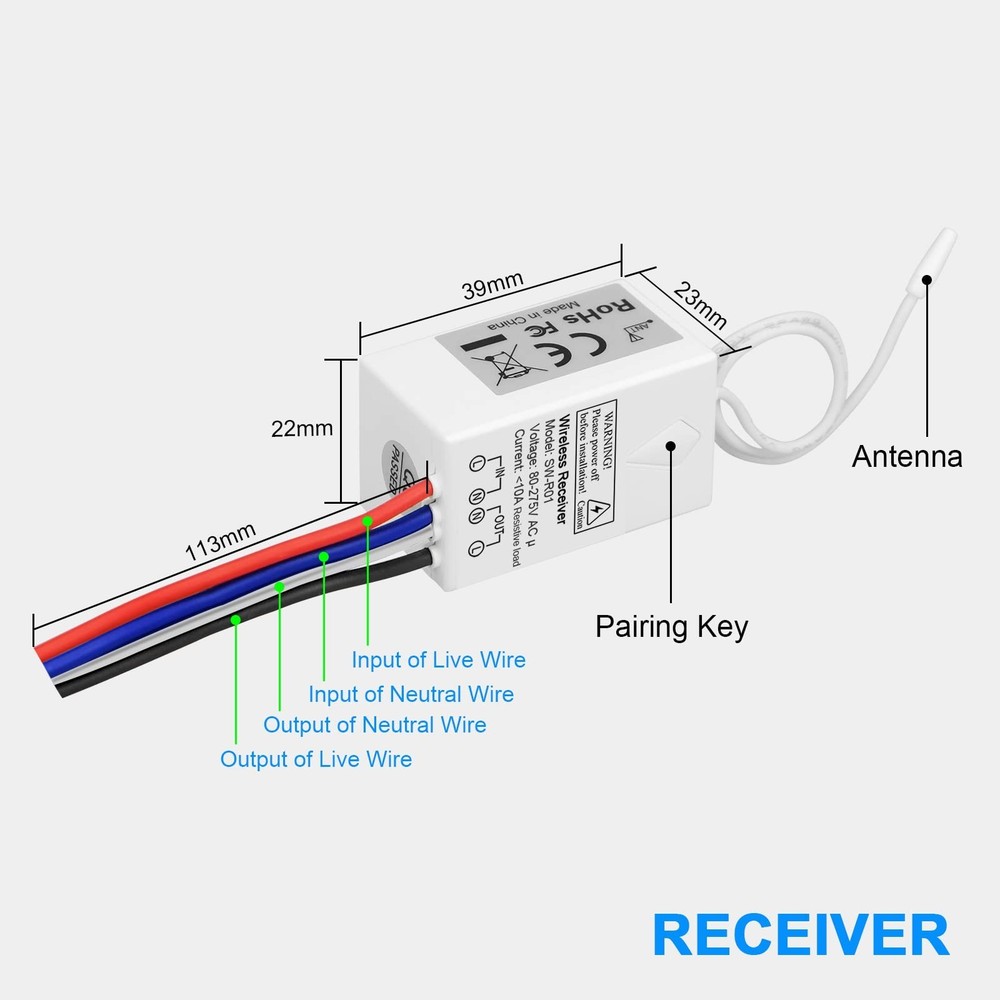 10A Mini Receiver for Thinkbee Wireless Light Switches (Receiver Only)