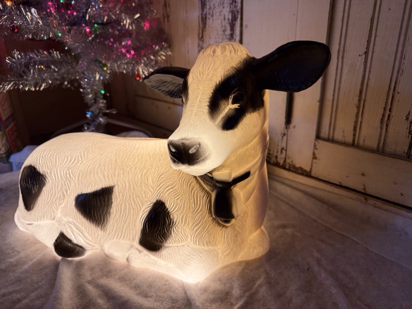 Blow Mold Cow Light Up Union Products New Nativity Black And White