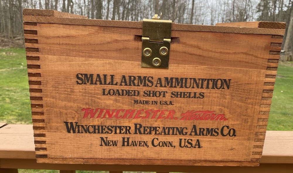 Winchester Repeating Arms Co. Empty Wooden Ammunition Box with Locking Latch