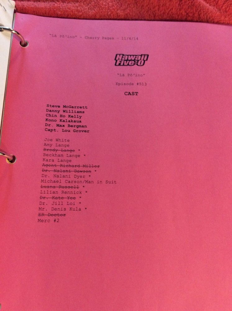 HAWAII FIVE-O ORIGINAL SCRIPT 513 SCHEDULE 2014 LA PO'INO DANIEL DAE KIM
