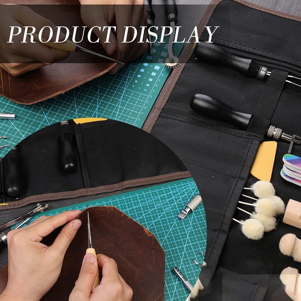 328PCS Leather Working Kit, Leather Working Tools with Manual - Stamp Tools, ...