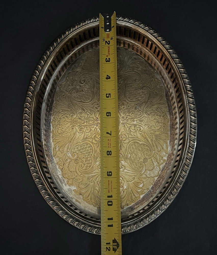 Eales 1779 Silverplate Serving Tray Dish with Floral Pattern