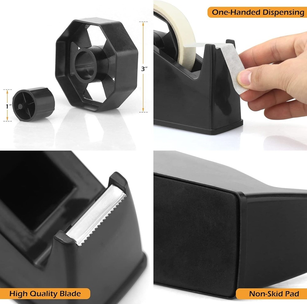 Compact Desk Tape Dispenser: Interchangeable Core, Perfect for Any Project
