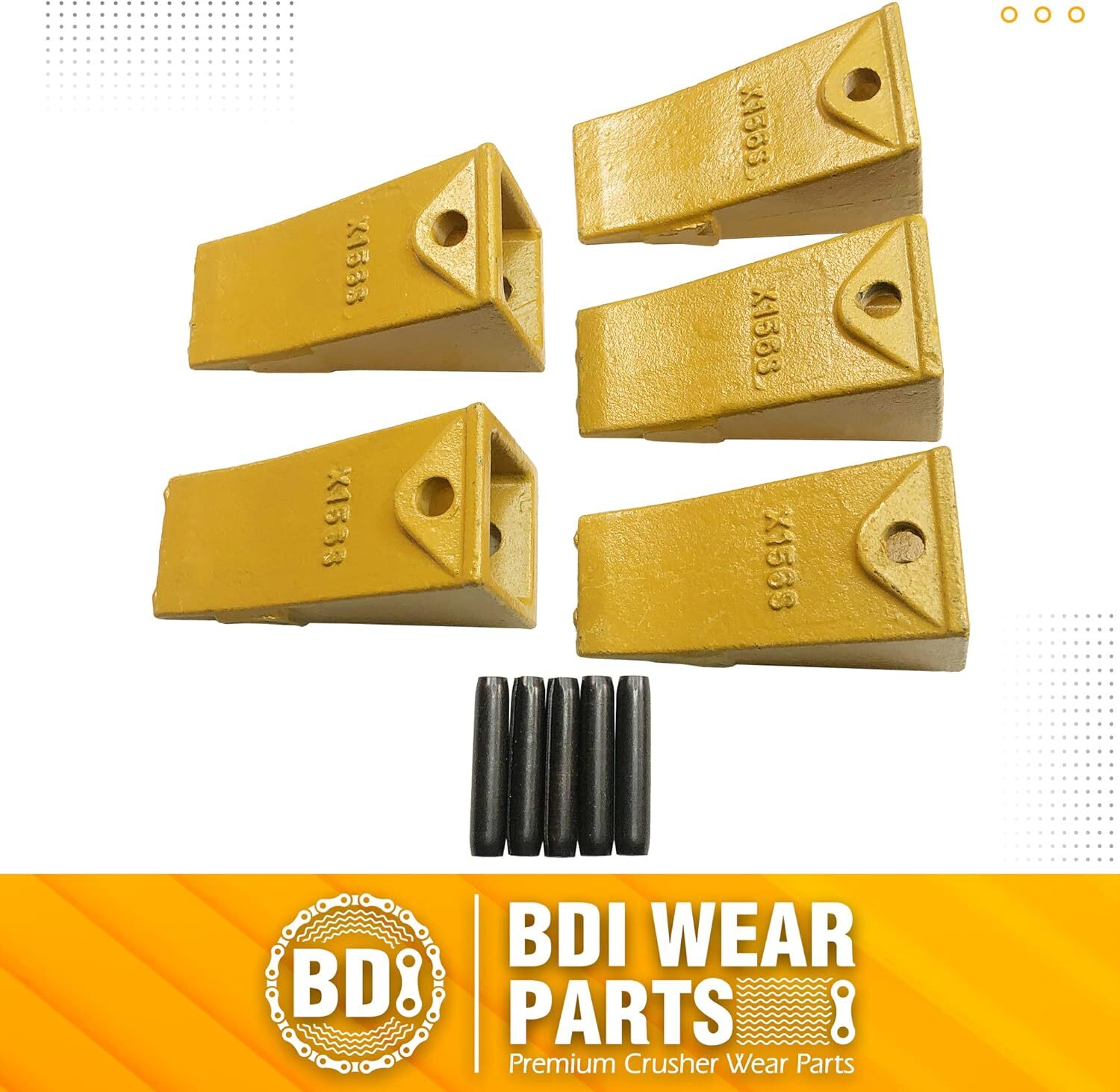 5x X156S Backhoe Bucket Teeth with Pins for Skid Steer and Mini Excavator Bucket