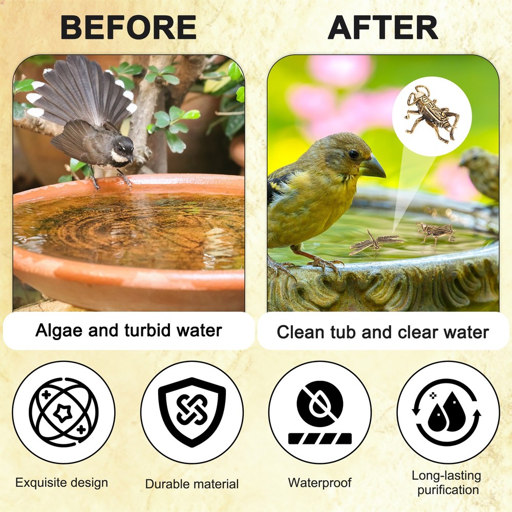 3-Pack Bird Bath Copper Disk, Mini Bird Bath Copper Ornaments [Cricket]