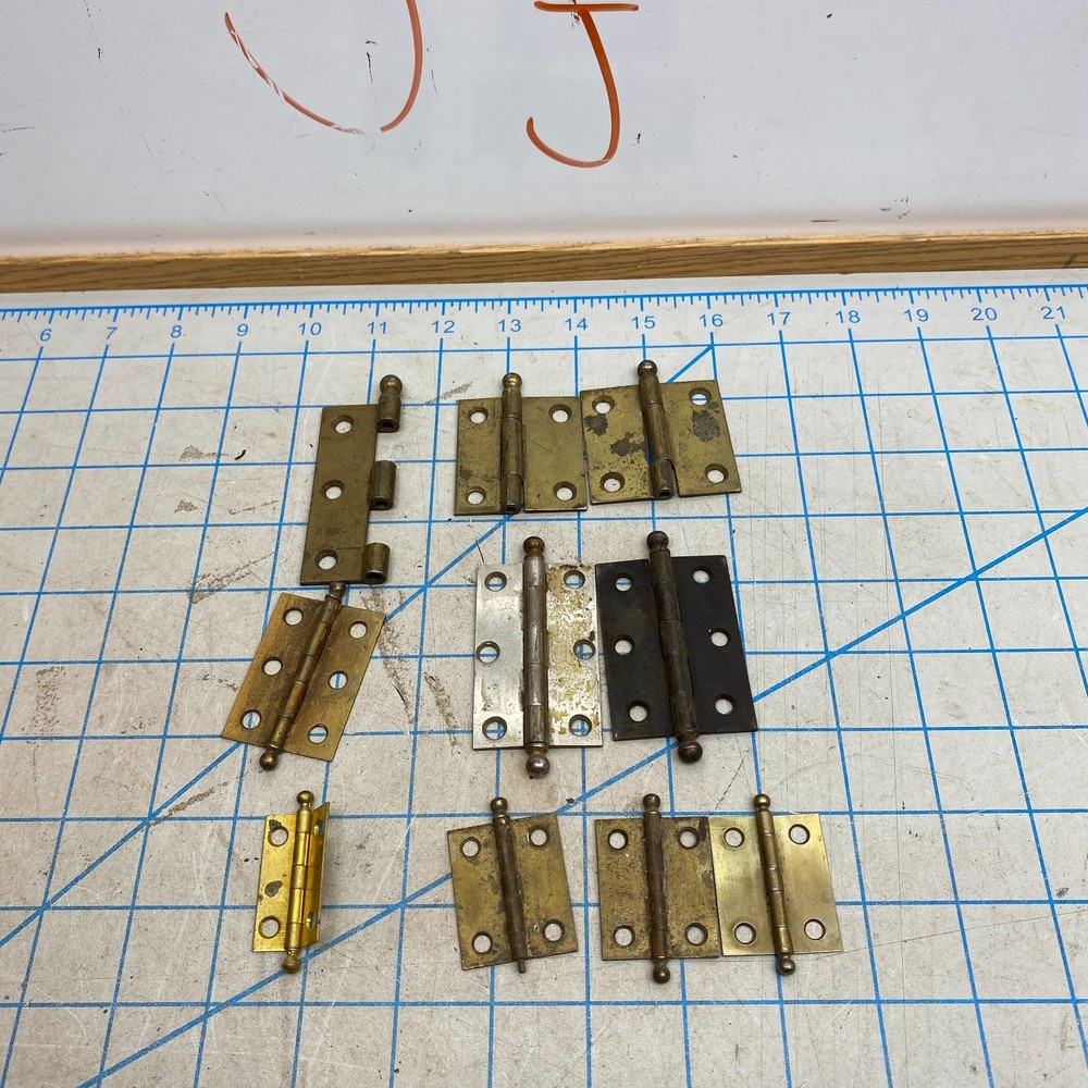 Lot Small Vintage Solid Brass Cannon Ball Tip Hinges Assortment