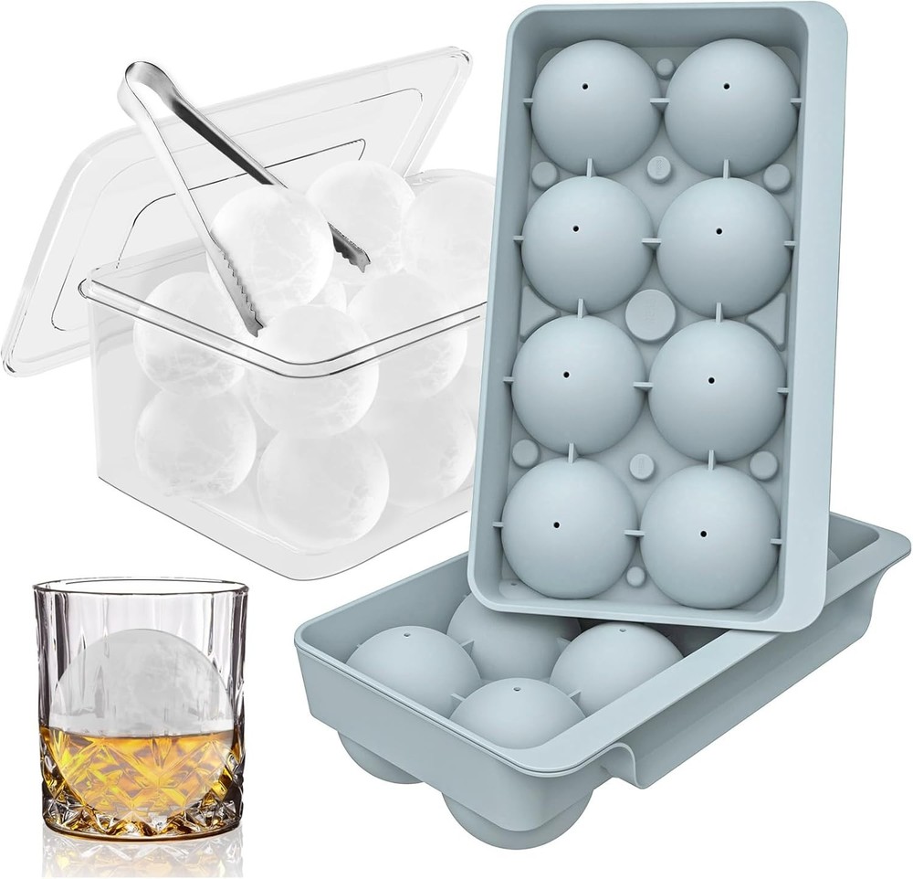 Large Blue Ice Cube Trays - Create Perfectly Shaped 2.5in Ice Balls for Drinks