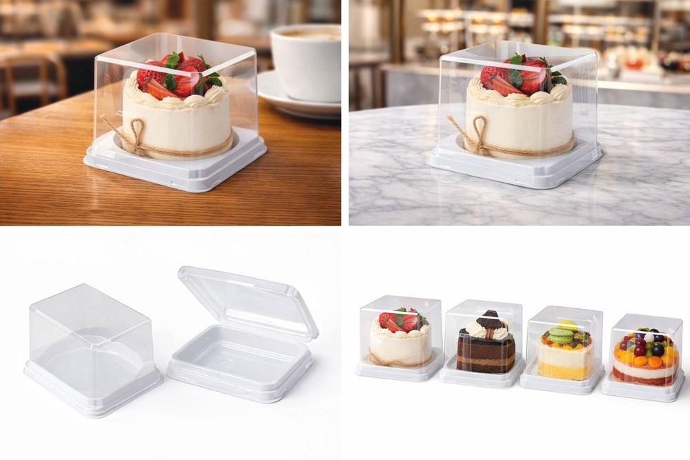 50 PCS CrystalCube PET Cake Box QGF-104