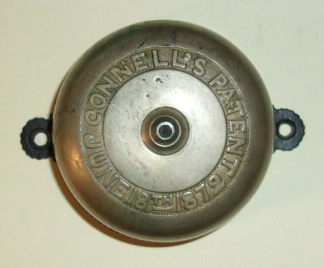 ANTIQUE CONNELL'S MECHANICAL DOORBELL PAT. 1872 SOLID BRASS Missing Hand Crank