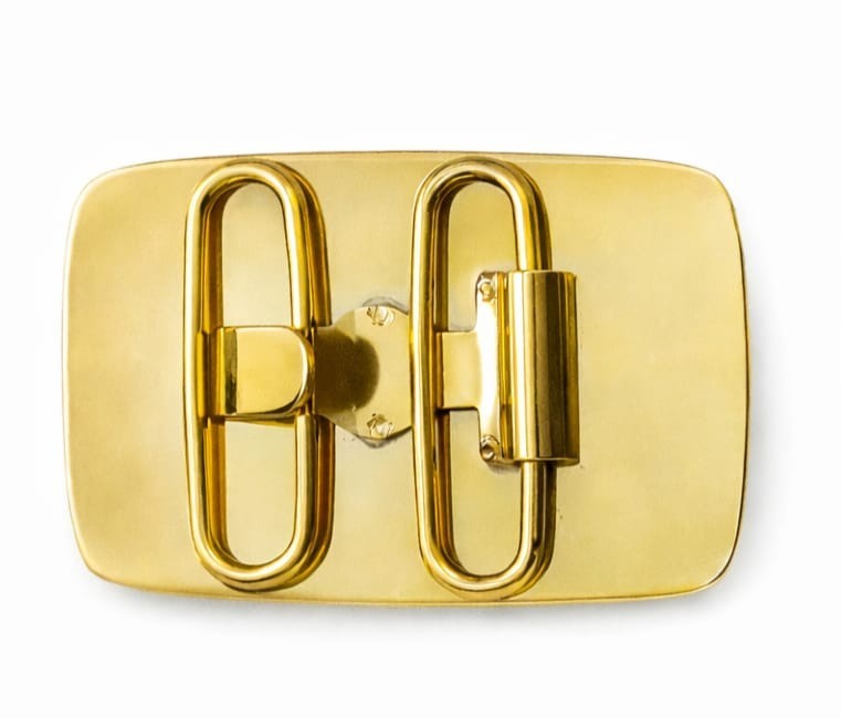 Solid Metal Belt Buckle Gold Tone Rectangle 9cm | Heavy Duty Replacement Buckle