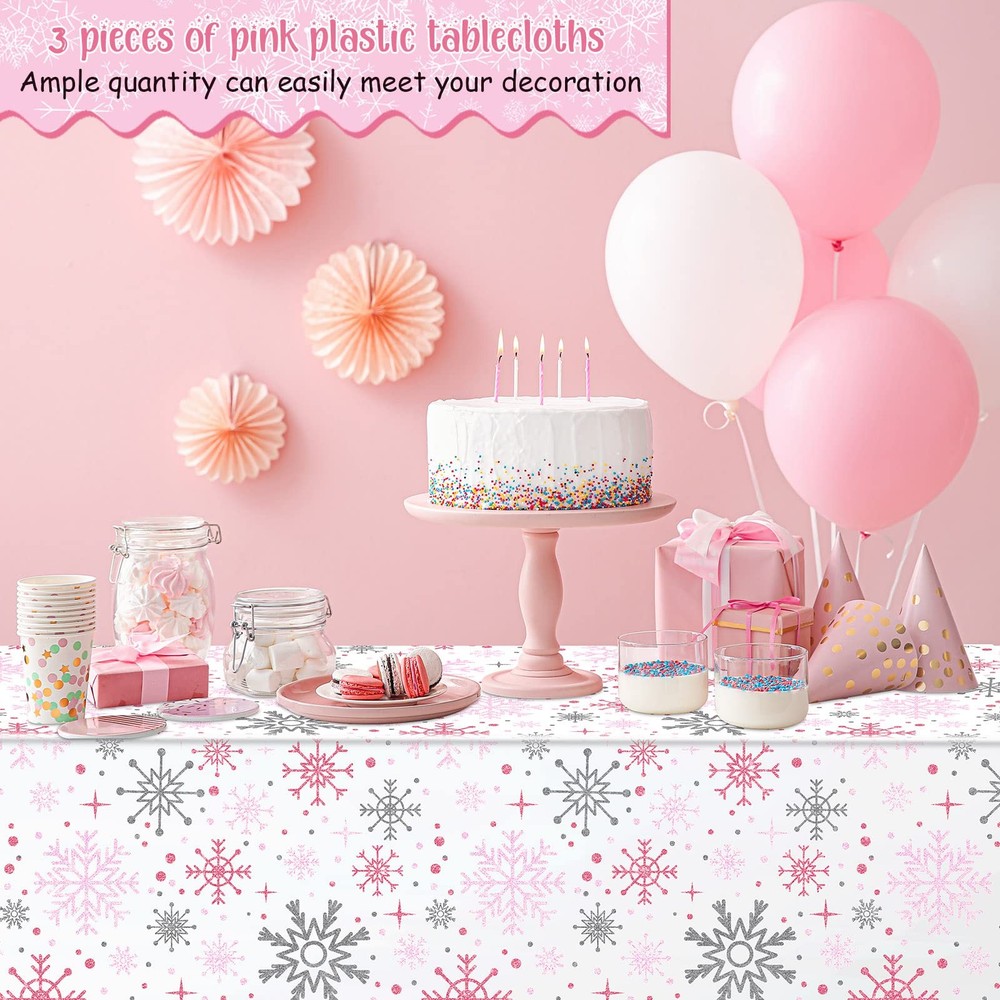 6 Pcs Winter Snowflake Tablecloth Party Decorations Winter Snowflake Wonderla...