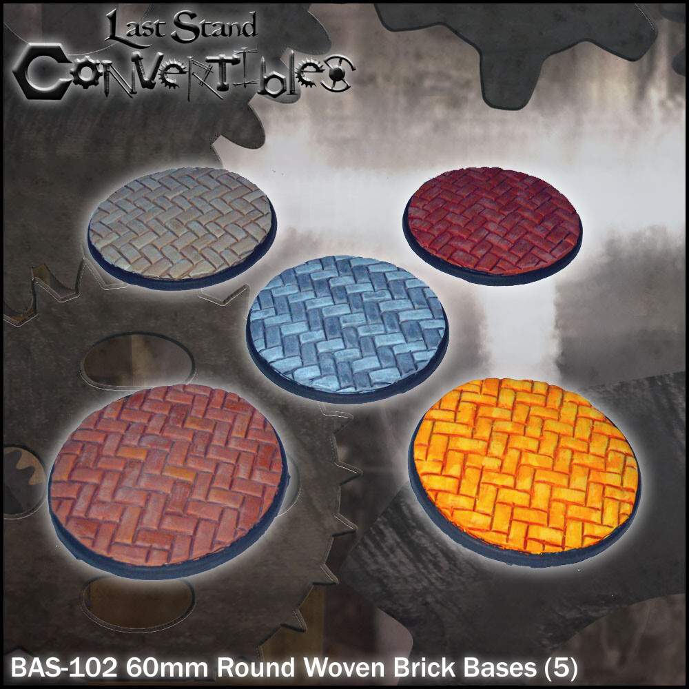 LAST STAND CONVERTIBLES BITS WOVEN BRICK BASES - 5x 60mm ROUND