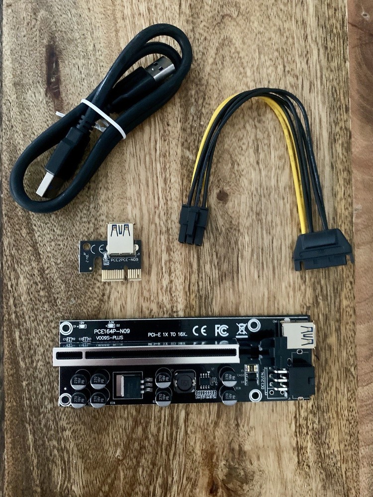 (6 Pack) PCI-E 1x to 16x Powered USB3.0 GPU Riser Extender Adapter Card VER009S