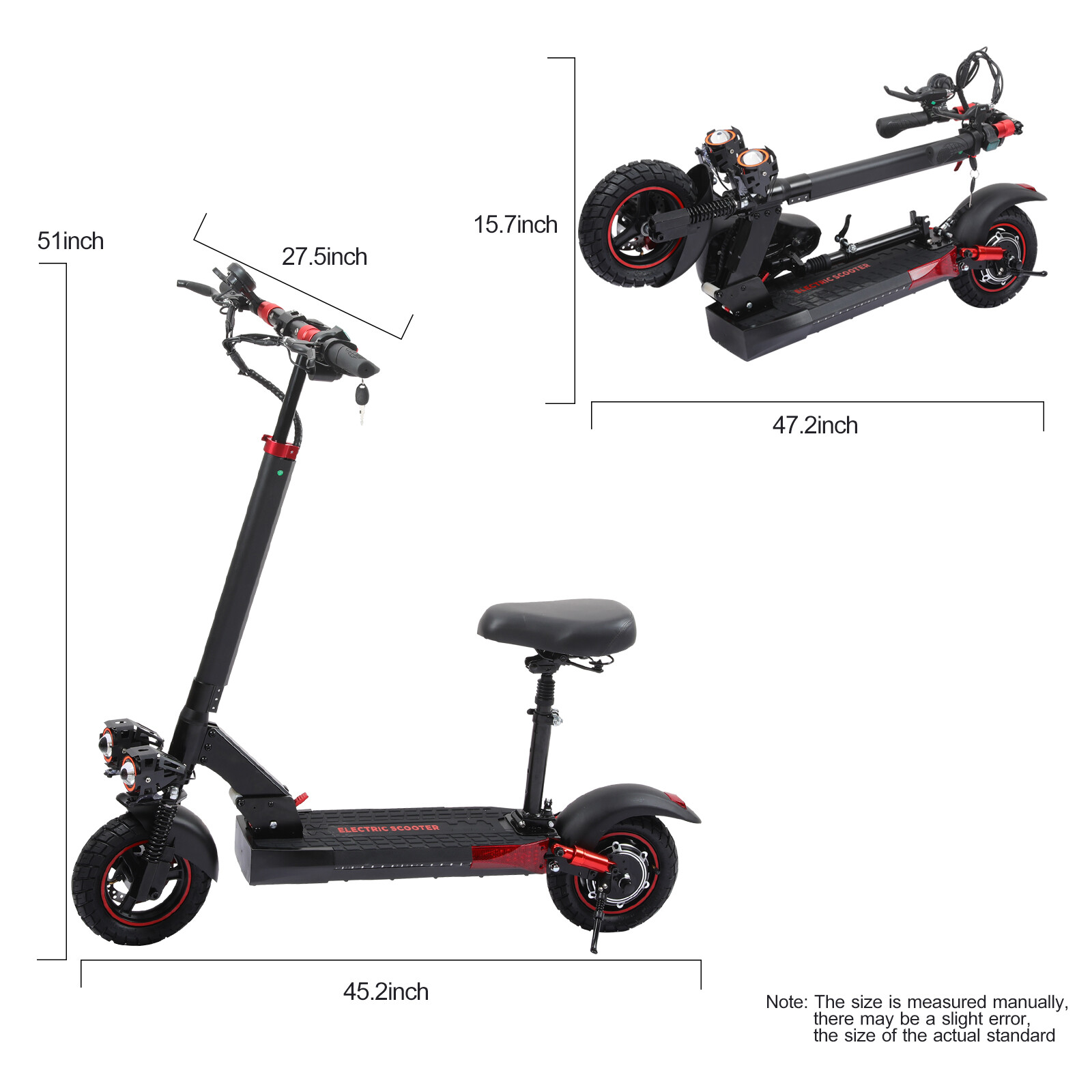 Electric Scooter 48v 800W For Adult 10"Off Road Fat Tires Fast Speed USA MAX vV
