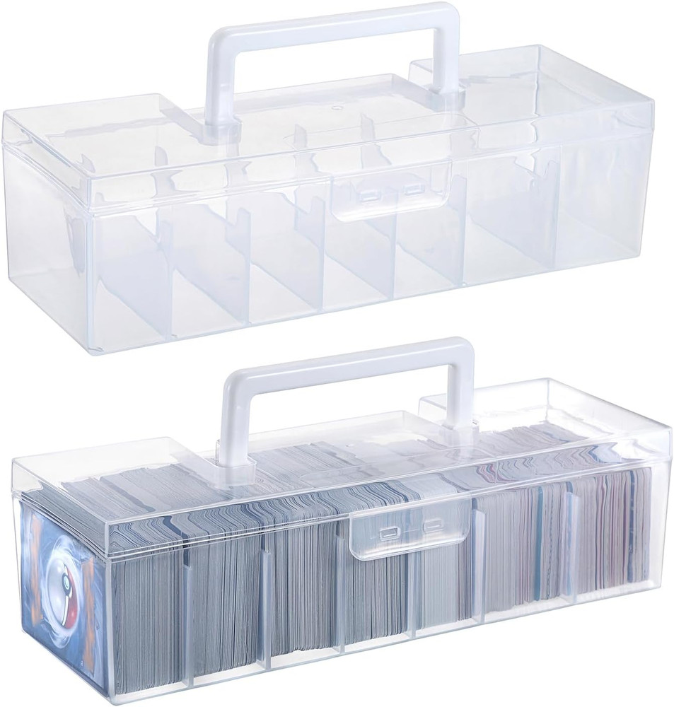 2 Plastic Trading Card Storage Boxes Clear Plastic Card Storage Cases with Divid