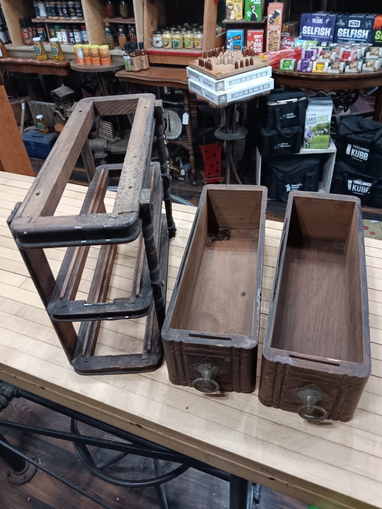 Antique Singer Sewing Machine Drawer Set w/ Frame – 2 Drawers, Rustic Decor