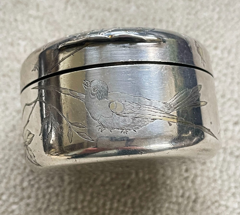 Antique Solid Silver French Compact with Gilt Interior REDUCED PRICE