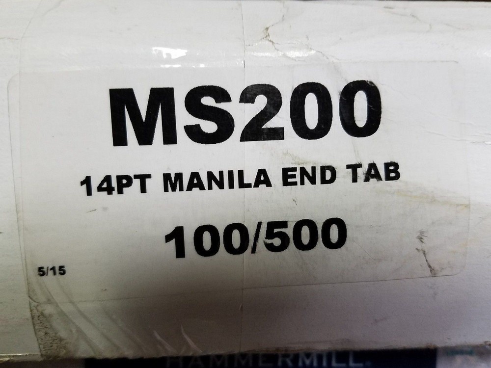 End Tab Folder MS200 2-Ply Straight Tab Letter 100 per Box Manila