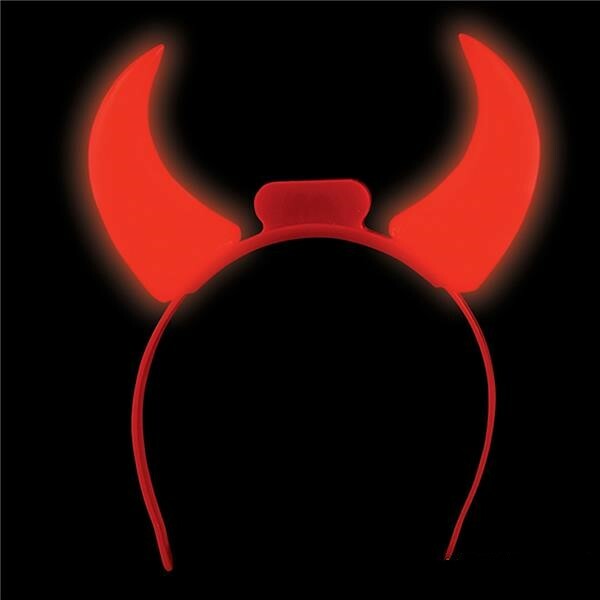Light Up Flashing Glowing Red Devil Horns LED Costume Headband