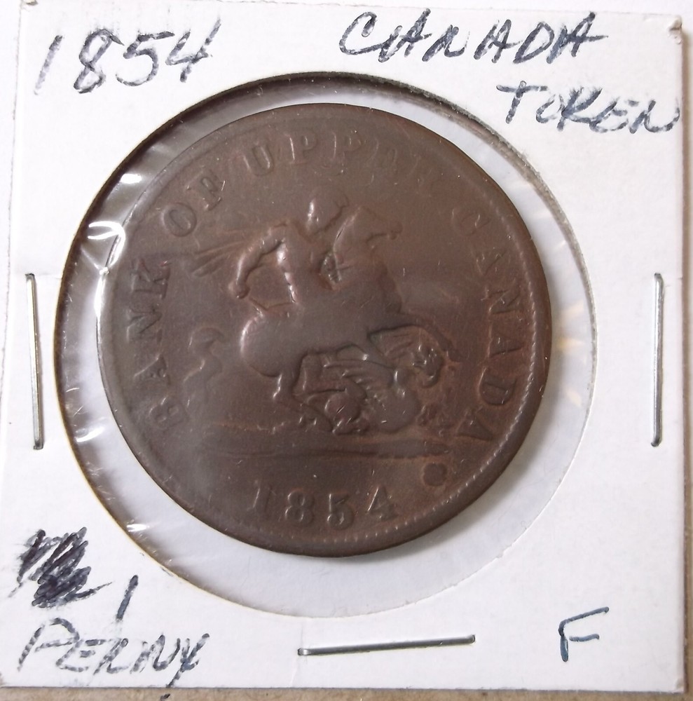 1854 One Penny Canadian Token Fine