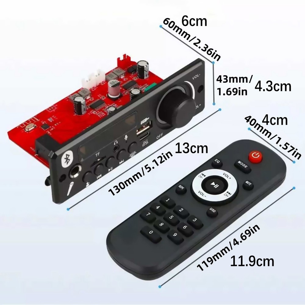 Portable MP3 Decoder 160W Audio Amplifier Bluetooth 5.0 DC12V Audio Equipment