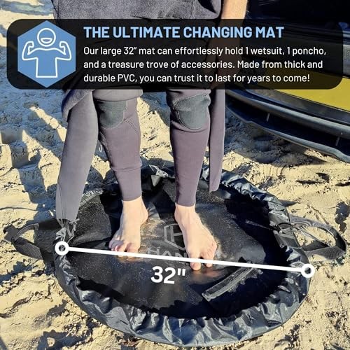 Wetsuit Changing Mat Bag - Surf Changing Mat with Shoulder Strap, Black