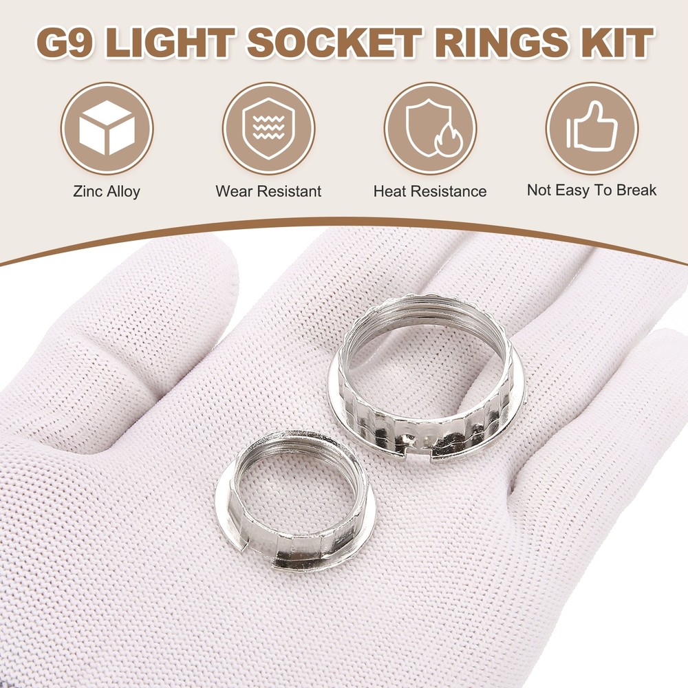 4Set G9 Light Socket Ring Metal for 1-1/16in & 3/4in Thread Diameter G9 Socket