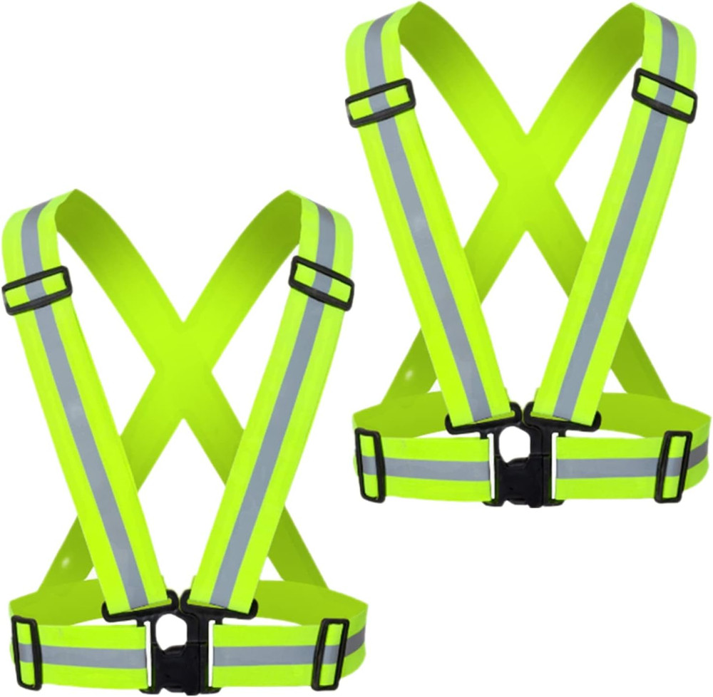 2PCS Safety Vest with High Visibility Reflective Belt Stripe Security Adjustable