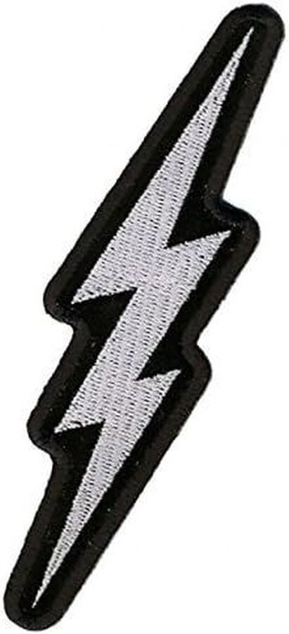 LIGHTNING BOLT SILVER METALLIC PATCH || 2PC iron on or Sew on 5"x2"