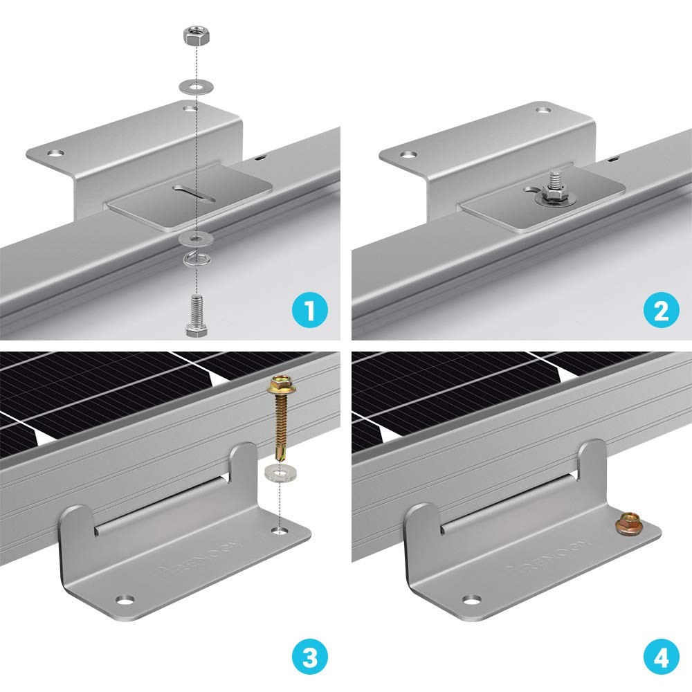 Renogy 2 Sets Solar Panel Mounting Z Brackets 2 Z Bracket, 2 Count