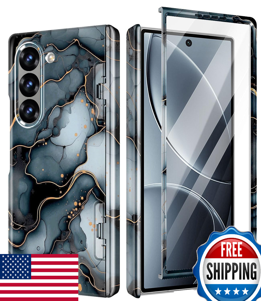 BTSCase Z Fold 6 Case Magnetic Hinge & Screen Protector Marble MagSafe