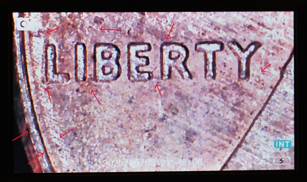 2001 Penny Multi Strike Error Double Die, Die Cracks, Initials Obscured