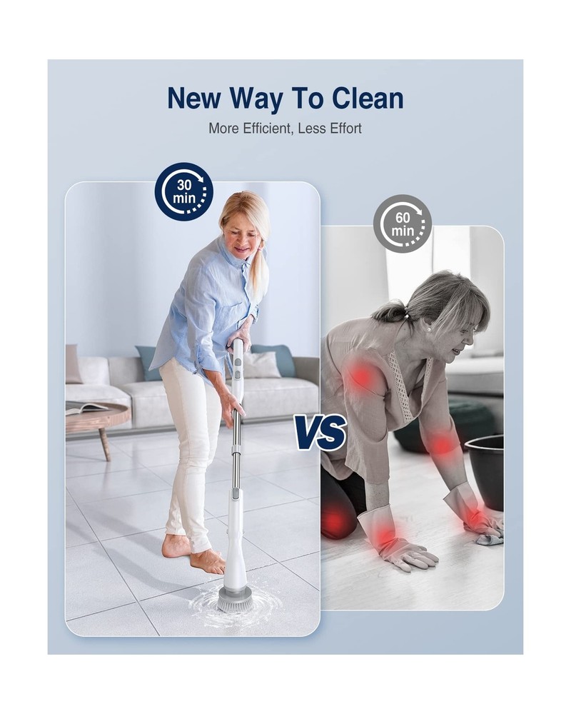 LABIGO Electric Spin Scrubber LA1 Pro, Cordless Spin Scrubber with 4 Replacea...