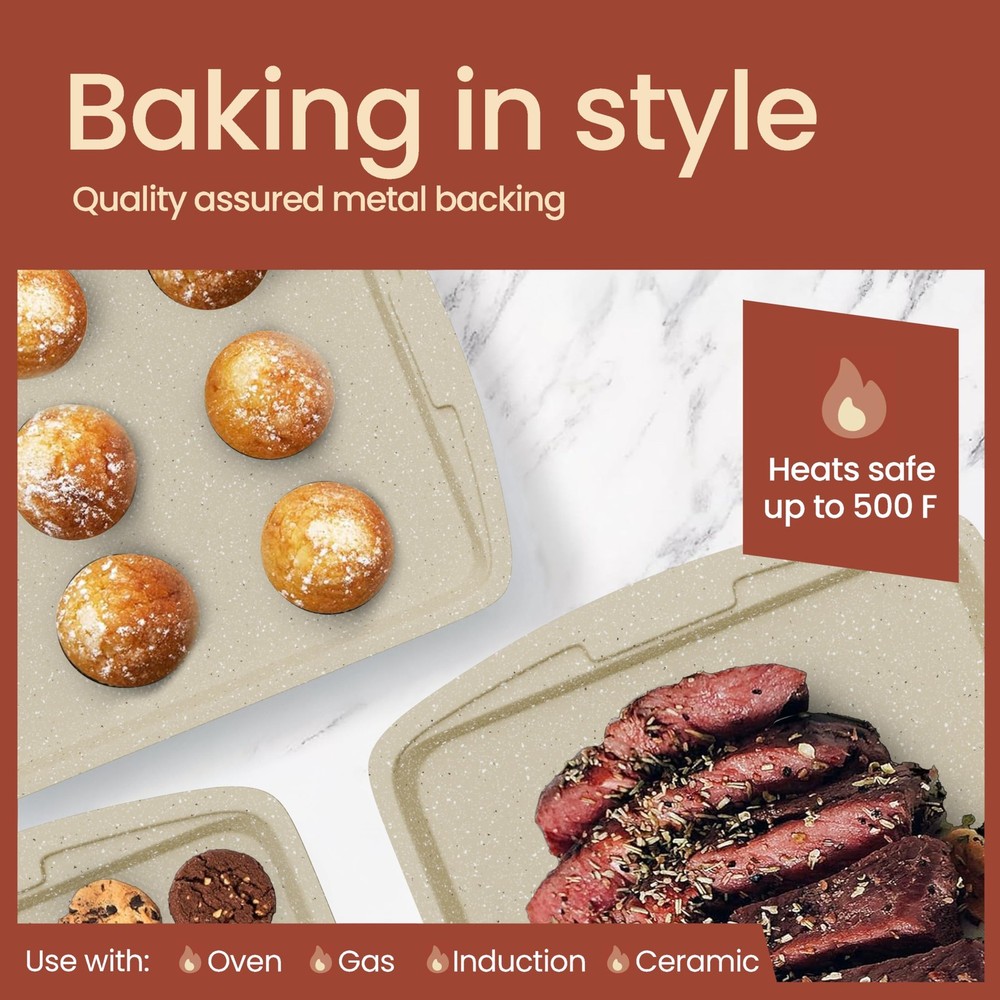 Bakken Swiss - Bakeware Set – 6 Piece – Stackable, 6 Set, White Marble