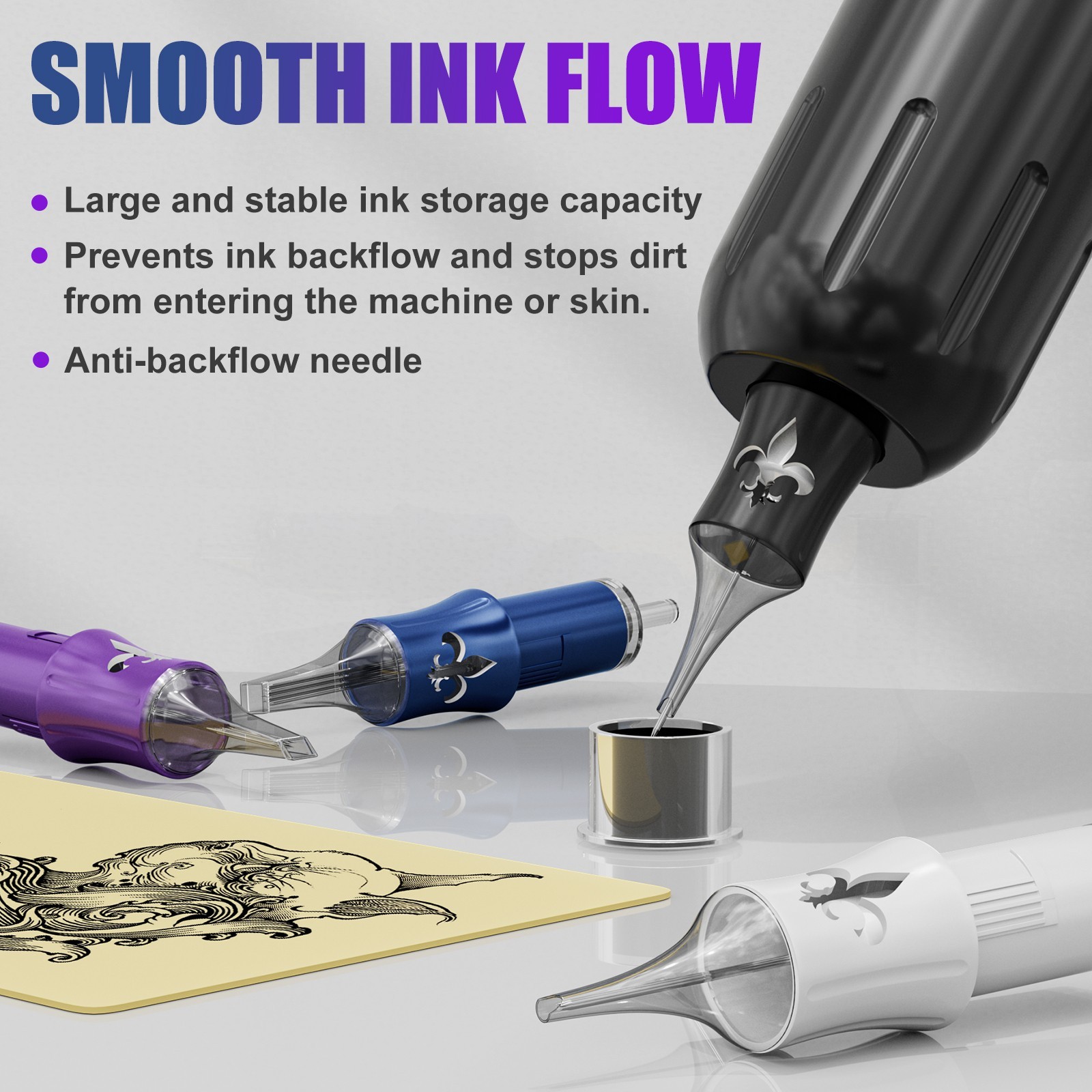 50Pcs Mixed Professional Sterile Tattoo Needle Cartridges Size RL RM RS M1