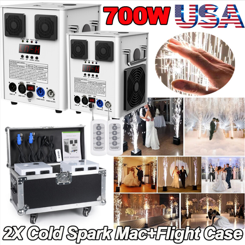 2X700W Sparkler Firework Cold Spark Machine Flame Sparker Machine Wedding+Case