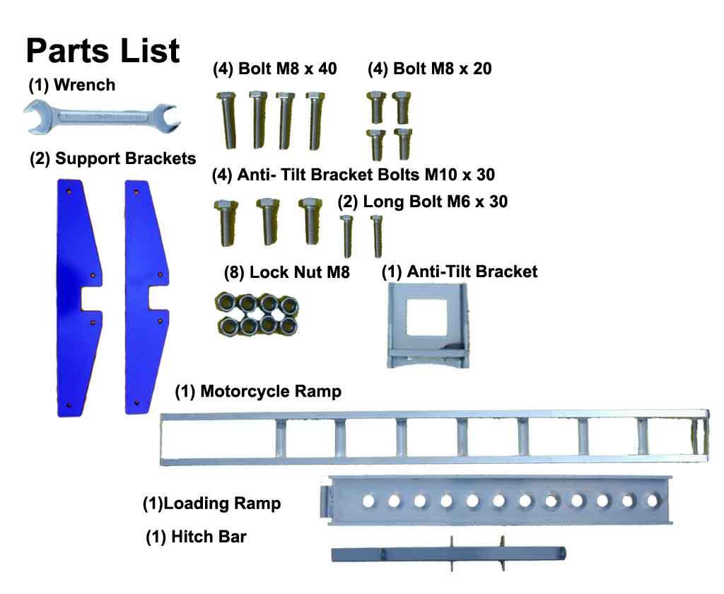 MotoProducts Aluminum Motorcycle Dirt Bike Carrier Trailer Hauler 2" Hitch Rack