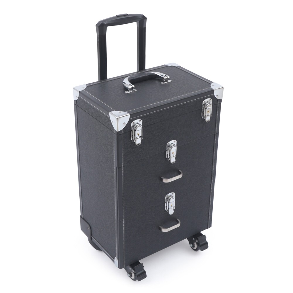 3-Tier Rolling Makeup Train Case Nail Polish Storage Box Organizer Cosmetics BOX