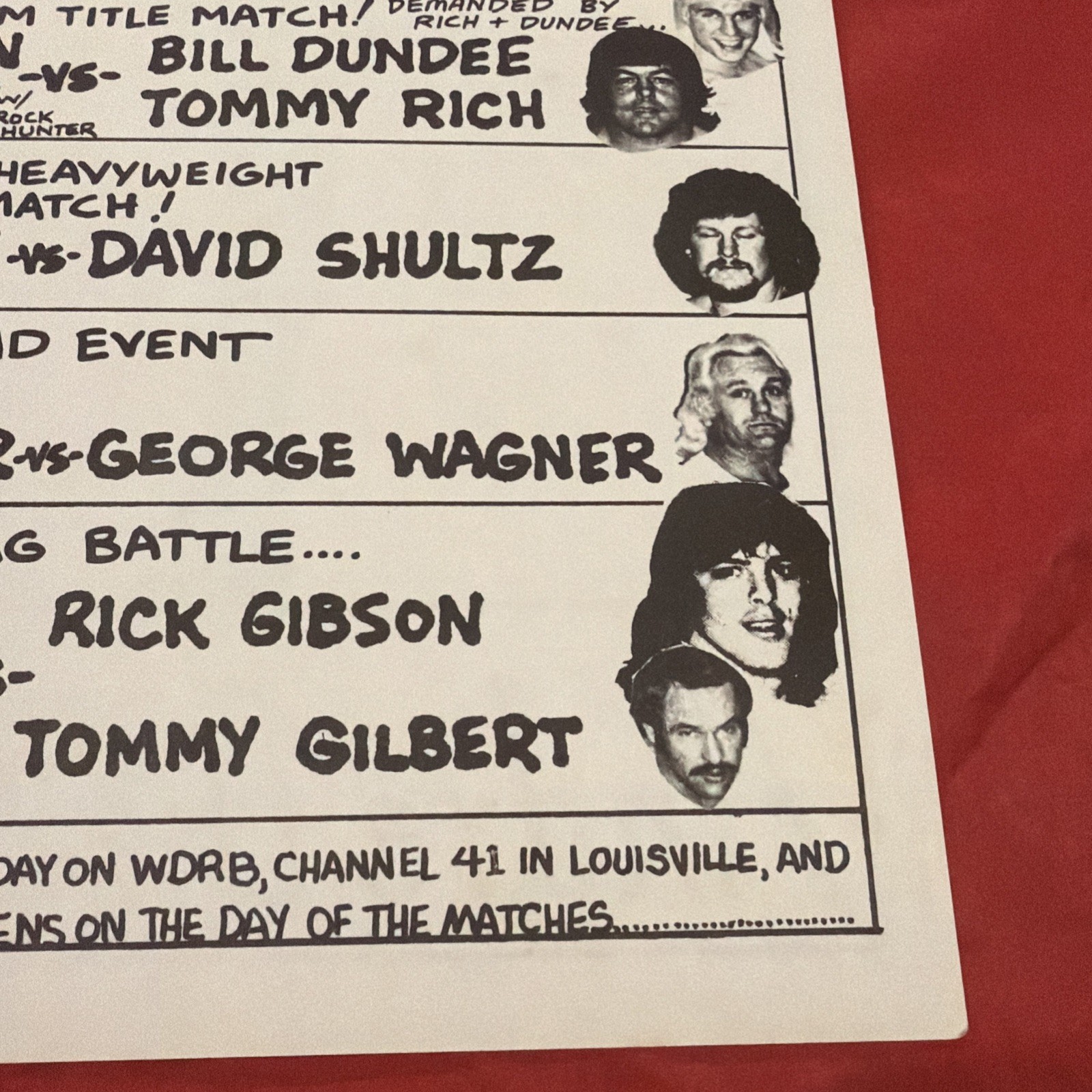 1977 Louisville Wrestling Card Andre The Giant vs Jerry Lawler Louisville Garden