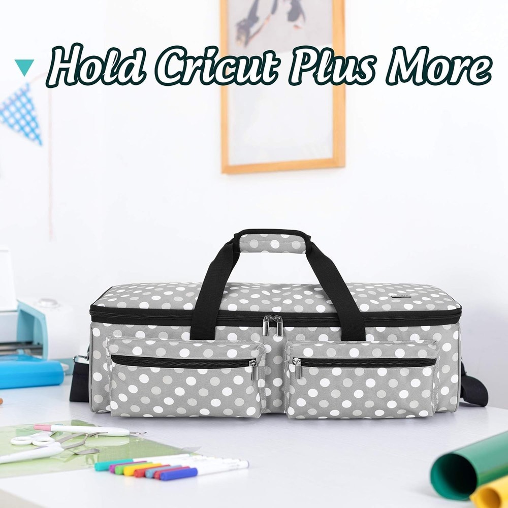 Durable Gray Dots Carrying Bag for Cricut Explore Air & Maker - 5 Compartments